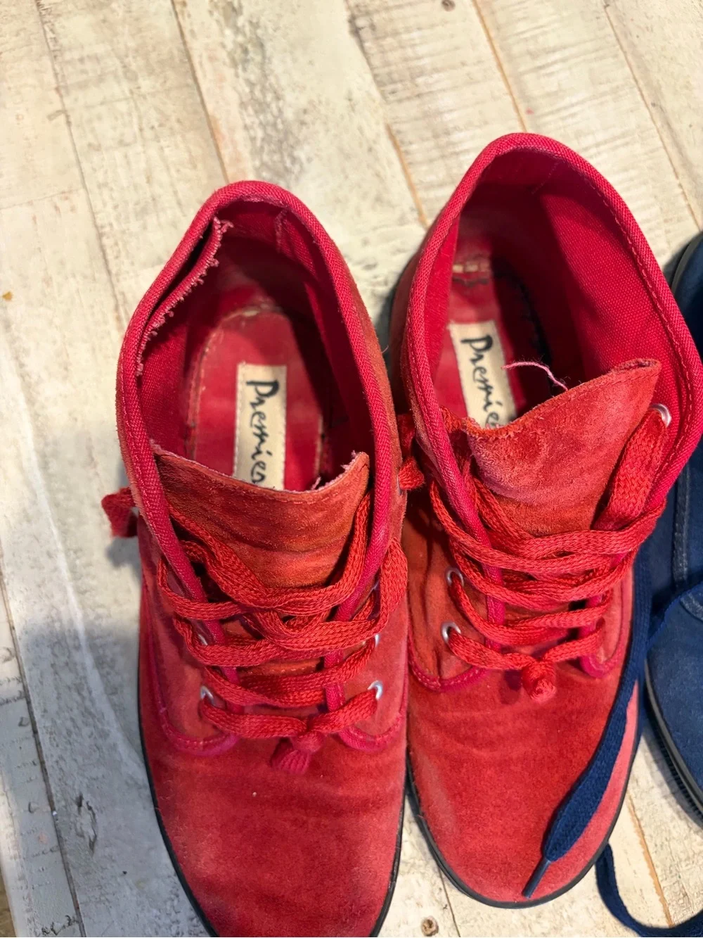 Premier Red and Navy Suede Ankle Boots